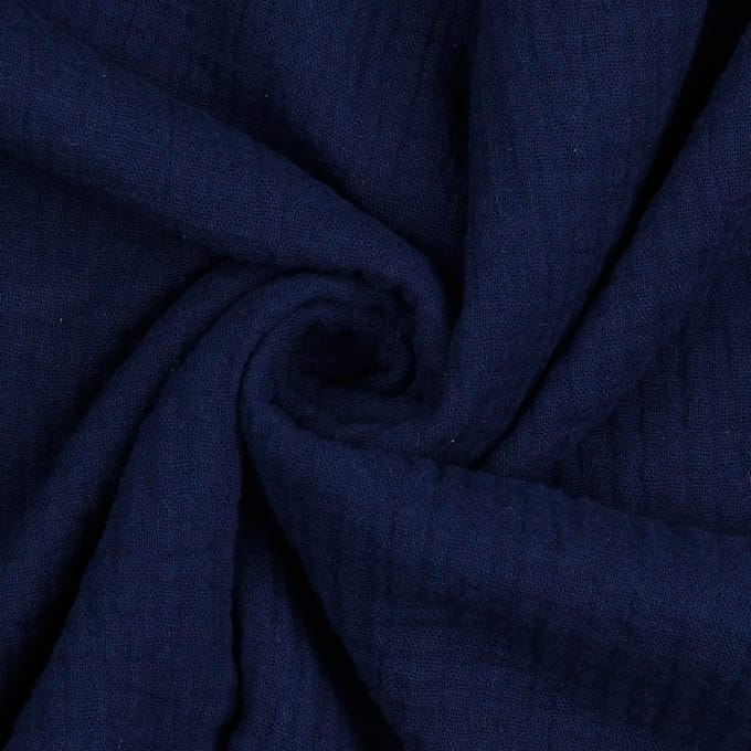 Double Gauze stof - 135cm breed - Marineblauw - 10 meter