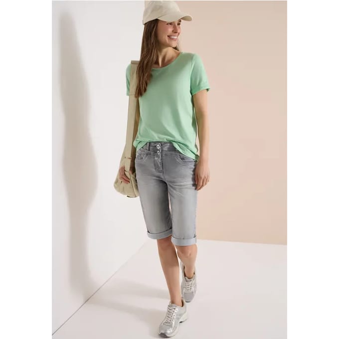 Denim shorts met straight leg