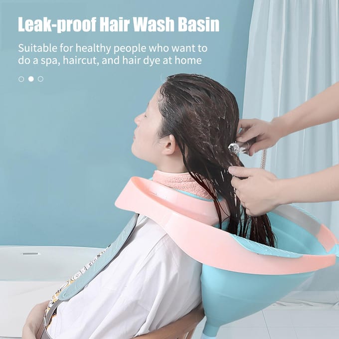 Haarwasbak met verstelbare riem Buis Oordopjes Opvouwbare shampoobakjes Mobiel haarwassen roze