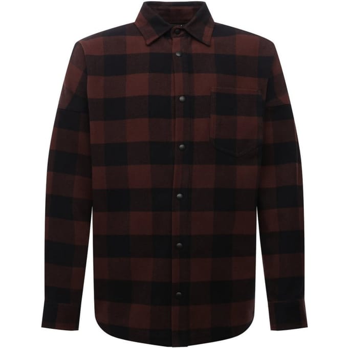 Palm Angels klassiek logo bruin flanellen overshirtjack