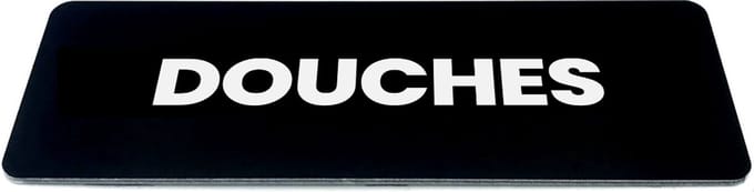 Deurbordje met tekst douches - Zwart/wit - Formaat 150 x 50 mm x 1,6mm - incl. plakstrip