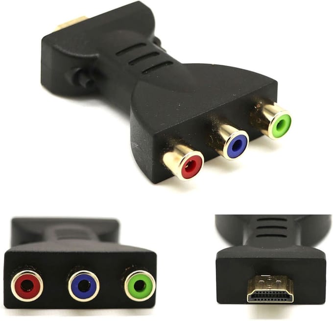 *** HDMI Naar 3RCA Converter Adapter - AV Component Converter - Zwart-van Heble®***