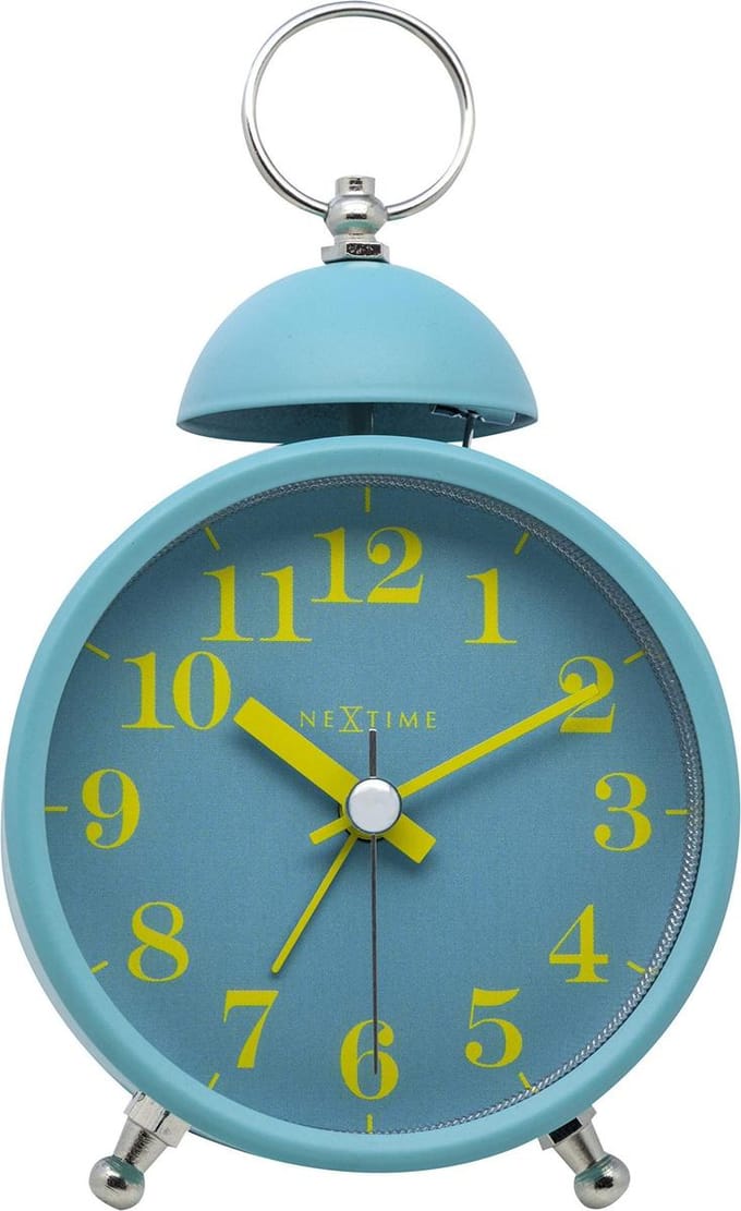 NeXtime - Wekker - 16 cm - Metaal - Turquoise - 'Single Bell'