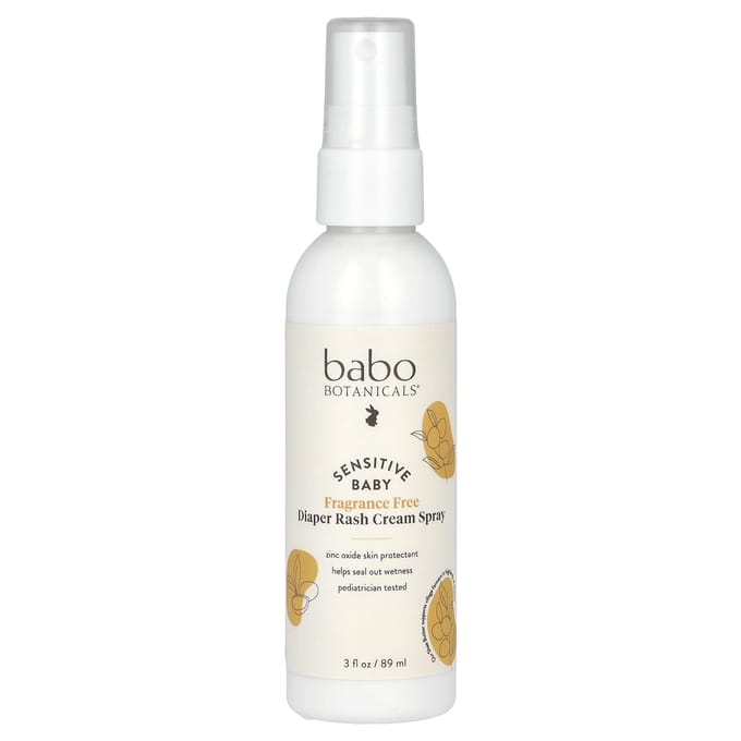 Babo Botanicals, Pour la peau sensible des bébés, Spray crème contre l'érythème fessier, Sans parfum, 3 fl oz (89ml) white