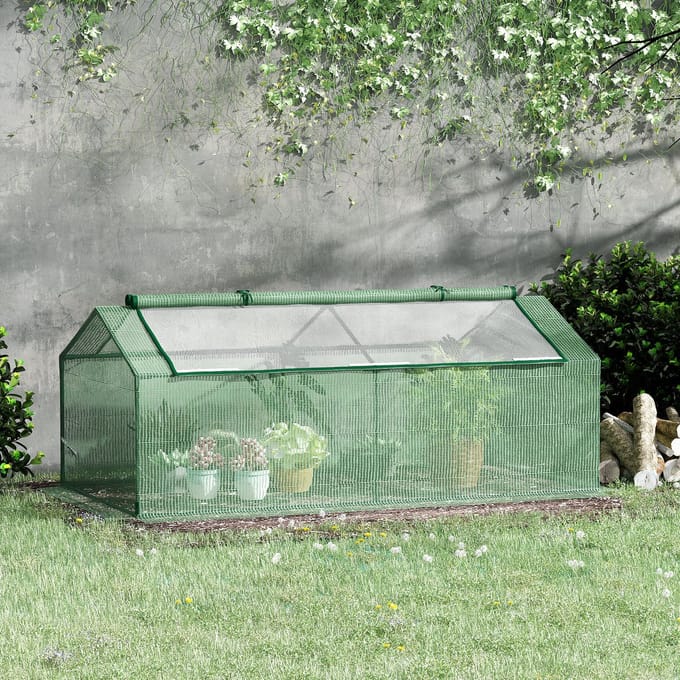 Mini Broeikas Met Ramen - Kweekkas Voor Tuin - Groen - Metalen Frame