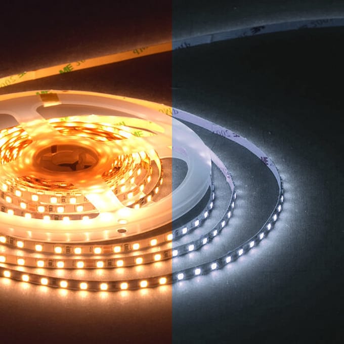 LED Strip 2835 120 leds/mtr IP20 WW/CW 18W 24V PCB 8mm
