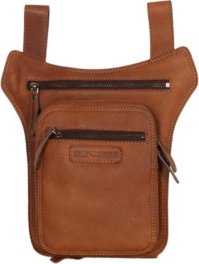 Hillburry leren riemtas cognac