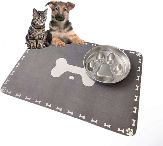 CE - Antislip Voerbak Mat - 40x60cm - Grijs - Superabsorberend