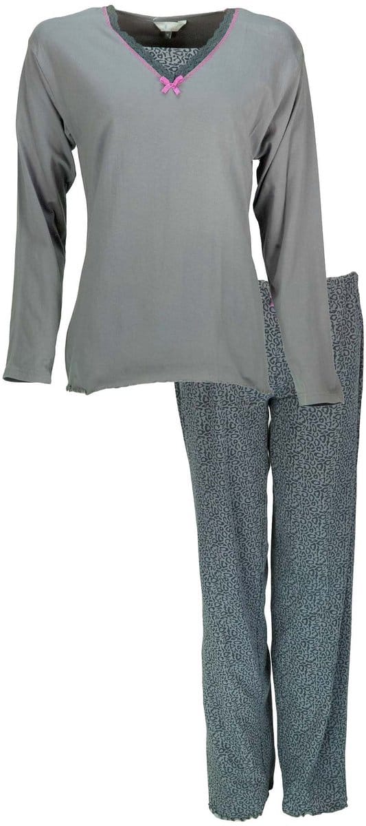 Irresistible Dames Pyjama - Lange Mouwen - V Hals - Khaki Groen - Maat S