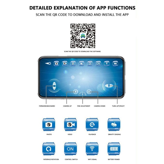 Mini WIFI afstandsbediening Boot App-gestuurd Zes links Real-time transmissie onderwatercamera zwart