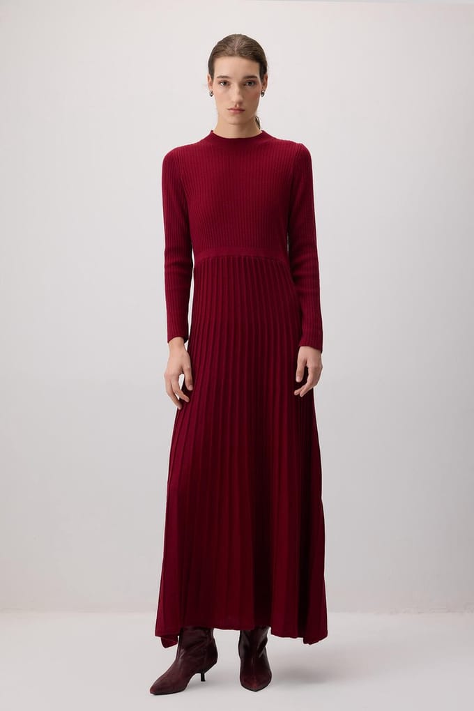 Touché Privé - Gebreide jurk - Bordeaux - Dames