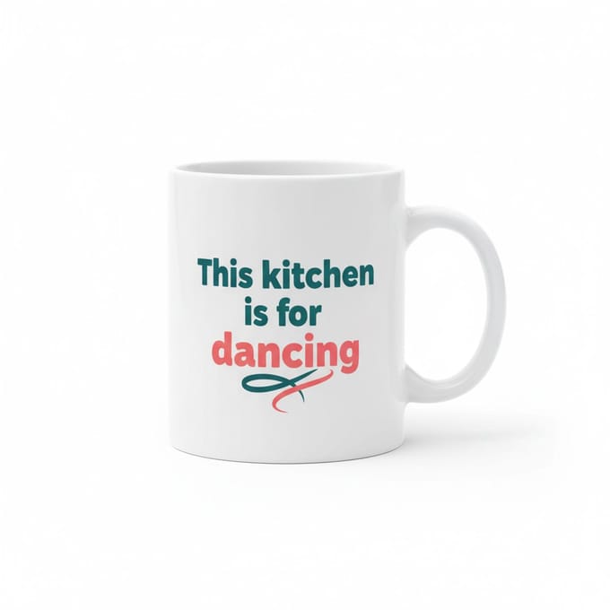 This Kitchen Is for Dancing Mok – Grappige Keuken Tekst Koffiemok – 330 ml Keramische Mok
