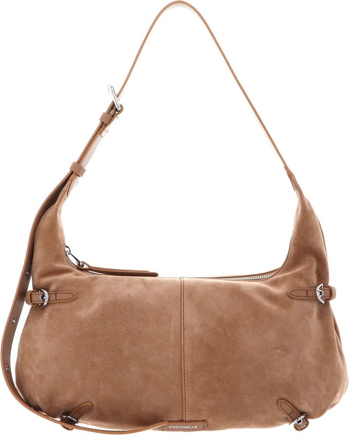 COCCINELLE Leren Schoudertas Abigail Suede B Shoulder Bag Skin Lichtbruin