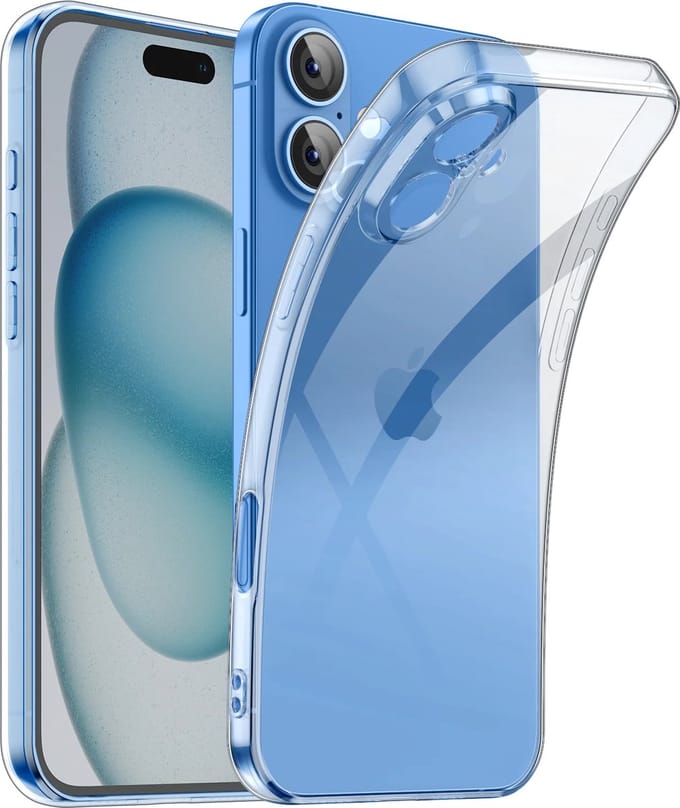 Full Coverage Silicone Hoesje Geschikt voor: iPhone 16 Plus - Soft Silicone - Transparant Achterkant & Camera lens Bescherming