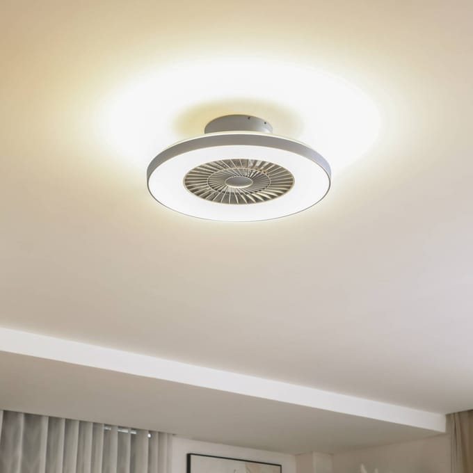 Lindby Smart LED plafondventilator Paavo, zilver, stil, Tuya
