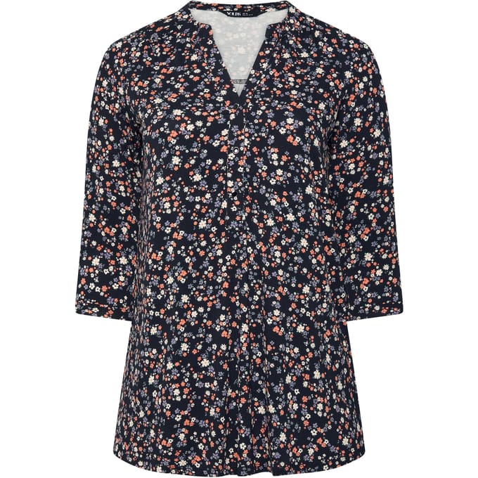 Yours Zwart Shirt Met Bloemenprint Size 62-64