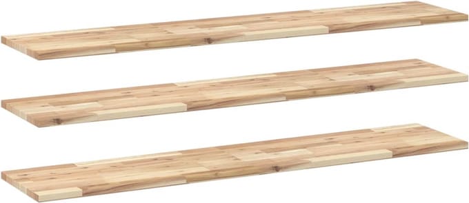 vidaXL - Wandschappen - 3 - st - zwevend - 160x30x2 - cm - onbehandeld - acaciahout