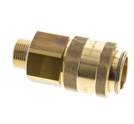 Messing DN 19 Luchtkoppeling Snelkoppeling G 3/4 inch Buitendraad Double Shut-Off - CLS19-M-B-SV-034