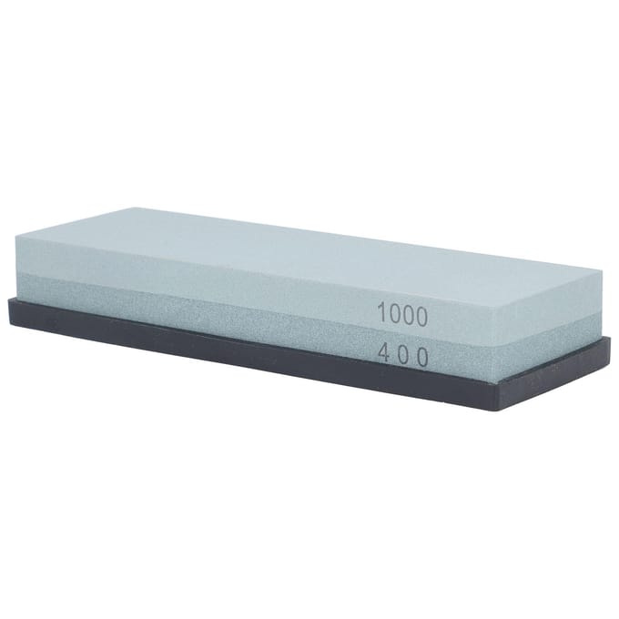 Pierre à aiguiser 400 1000 grains Kit de pierre à aiguiser double face pour finition avec patin en caoutchouc antidérapant white