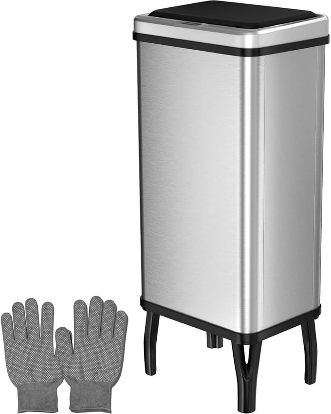 Automatische afvalemmer met sensor - 60 liter, roestvrij staal