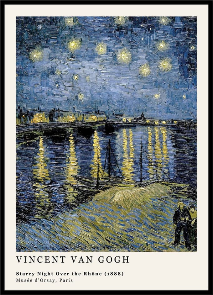 Poster Starry Night over the Rhône - Vincent Van Gogh - Large 30x40 - Kunst Print - 'Starry Night'
