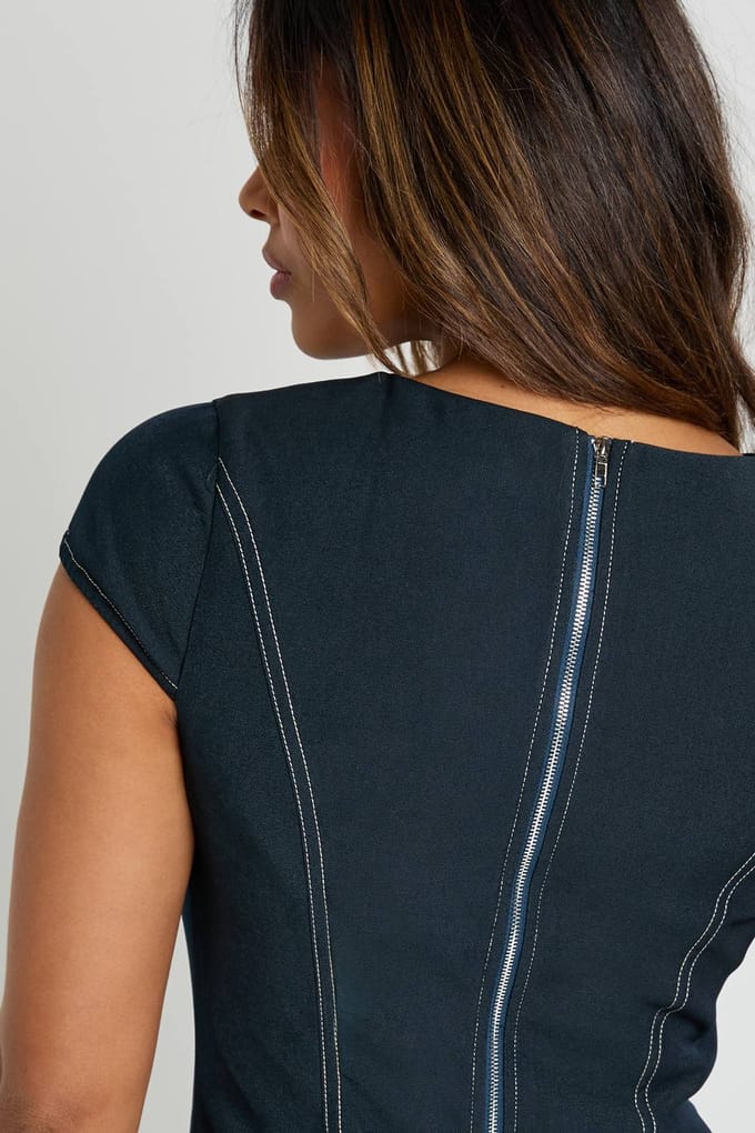 boohoo Dames Mini shift jurk met capmouwen | Navy | Maat: 8