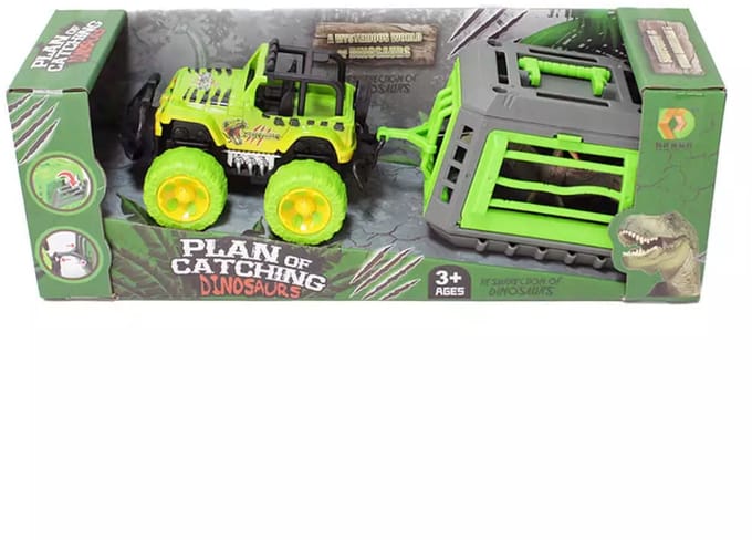Auto jeep met aanhanger en dino 30 cm