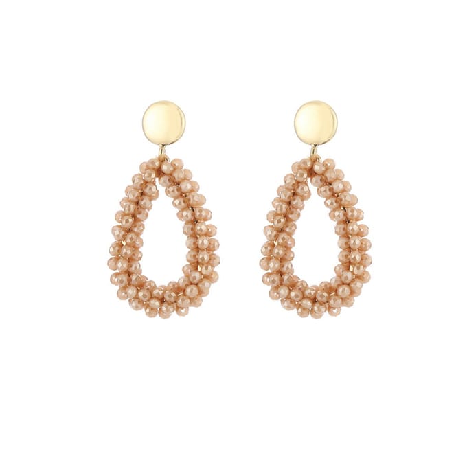 Oorbellen Crystal Drop - Kralen - Crystal Beads - Cadeau - Feestdagen - Light Camel