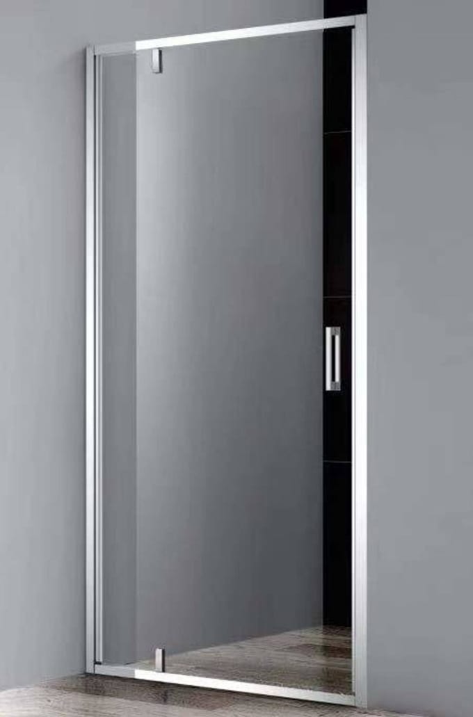 Saqu Rambla Douchedeur - Draaideur 90x200 cm - Glans Aluminium - Veiligheidsglas