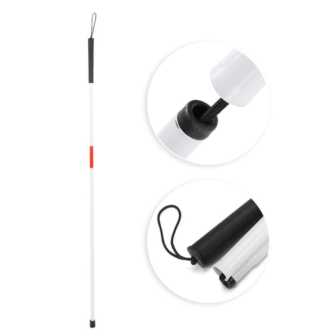 Canne de marche pliable portable en alliage d'aluminium réfléchissante pour personnes âgées white