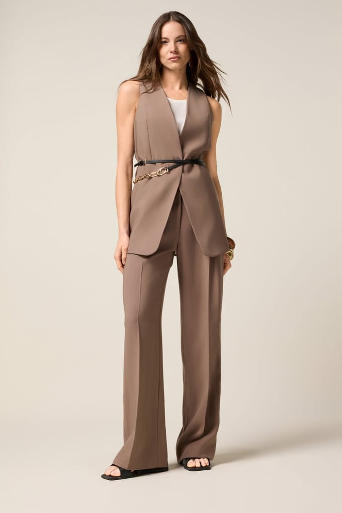 Oltre Vest In Viscose Blend Fabric Brown Taglia: 38 | Gilet Outlet | Donna | Marrone