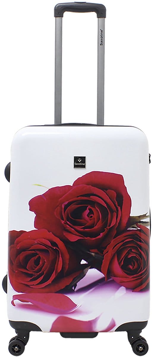 Saxoline Harde Koffer / Trolley / Reiskoffer - 67 cm (Medium) - Red Roses Print - Bedrukt / Medium