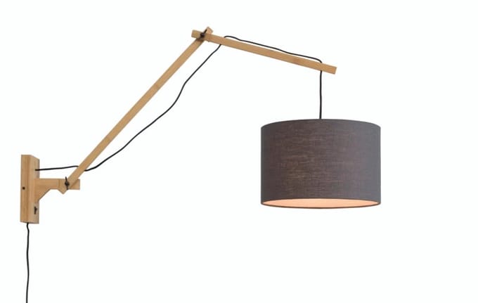 Good&Mojo Bamboe LED Wandlamp Andes | 1X E27 Max 40W | Dark Grey