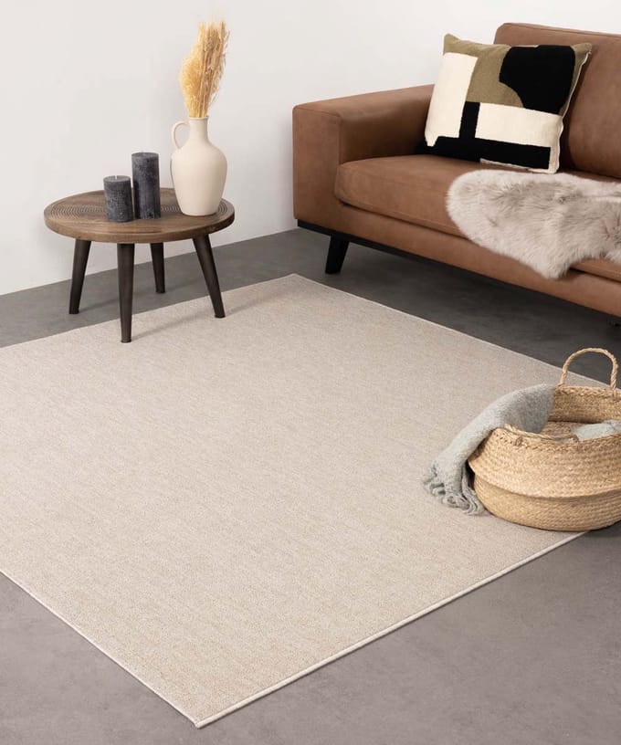 Laagpolig vloerkleed vierkant - Lush crème 100x100