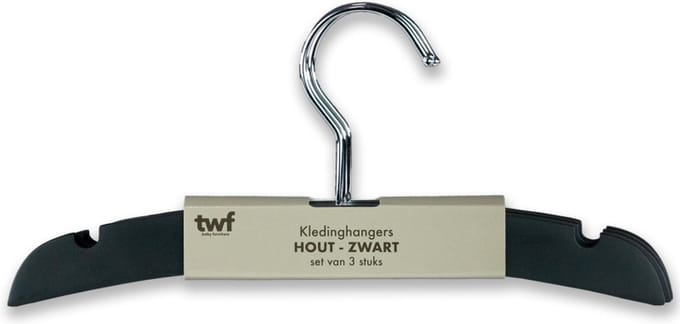 TWF Kledinghanger - 3 Stuks - Hout Zwart