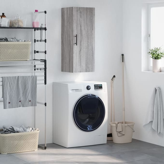 vidaXL - Bovenkast - 34,5x34x90 - cm - grijs - sonoma - eikenkleurig
