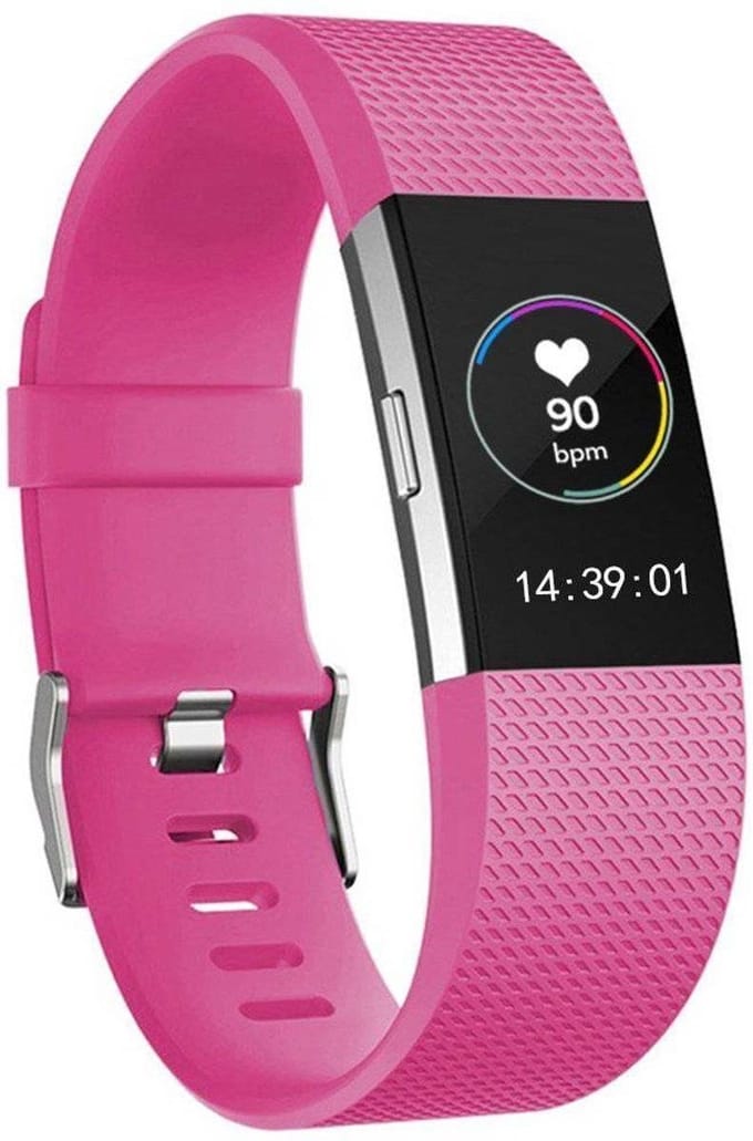 KELERINO. Siliconen polsbandje geschikt voor Fitbit Charge 2 Roze - Small
