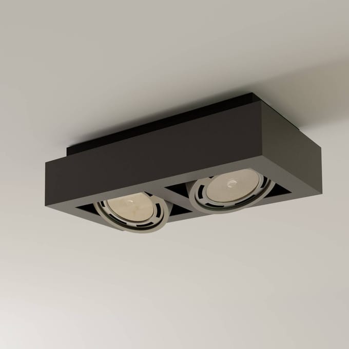 Arcchio - plafondlamp - 2lichts - Aluminium, metaal - H: 9 cm - GU10 - donkergrijs