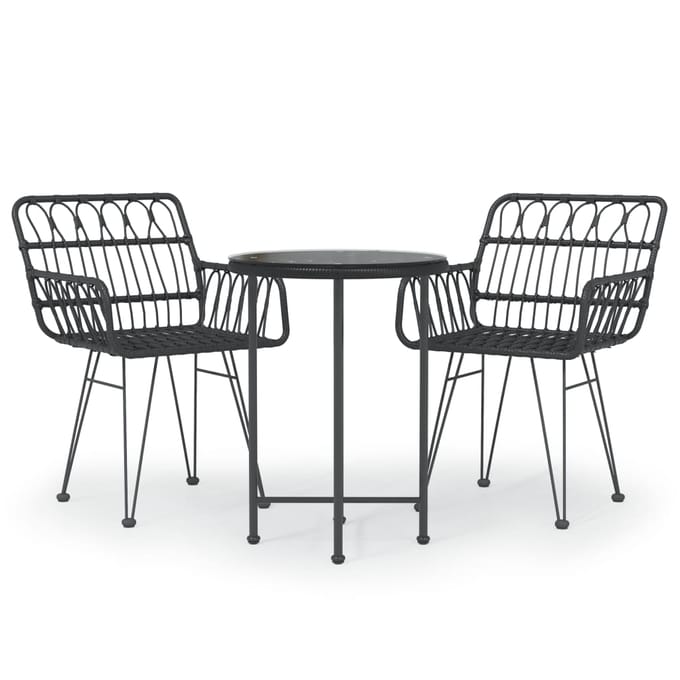 vidaXL - 3-delige - Tuinset - poly - rattan - zwart