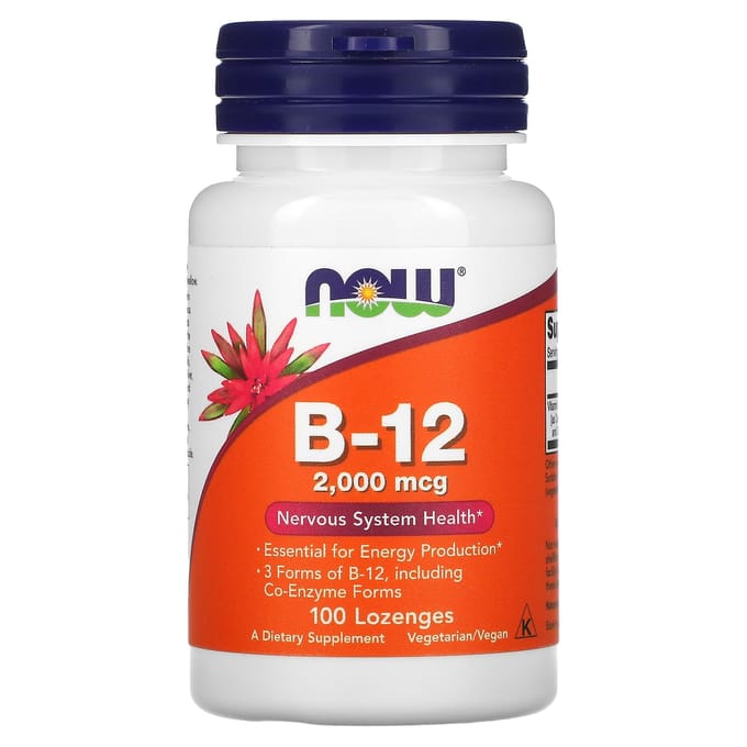 NOW Foods, vitamine B12, 2000 mcg, 100 zuigtabletten