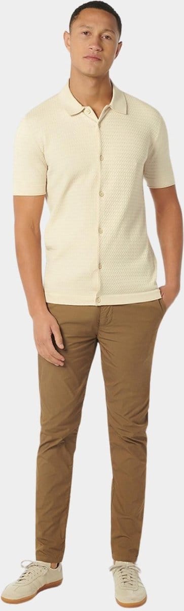 Trui Korte Mouw Volledig Knoop Mix Jacquard Effen