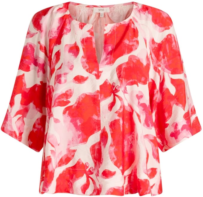 YEST Mylene Tops - Bright Pink/Multi Co - maat 38