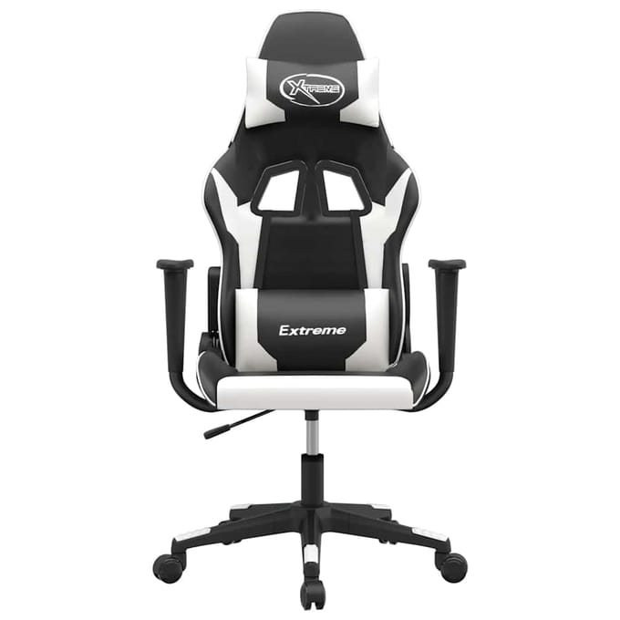 vidaXL - Massage - gamestoel - kunstleer - zwart - en - wit