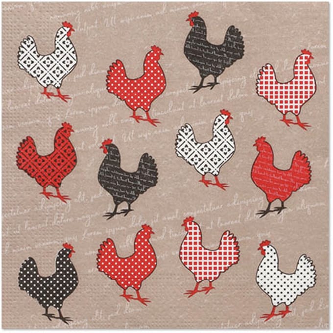 10x 20 Servetten 3-laags 1/4 vouw 33 cm x 33 cm Cocotte