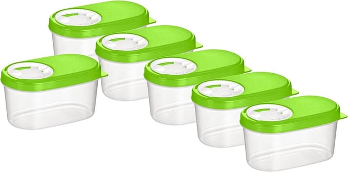 Set van 6 kruidenblikjes, voorraaddozen (groen, 0,14 l)