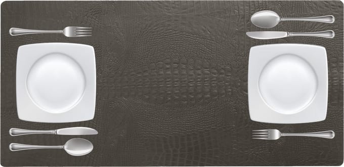 NOOBLU Tafelloper DUBL - Croco Lead grey - Lengte: 85 cm, Aantal: 1 tafelloper