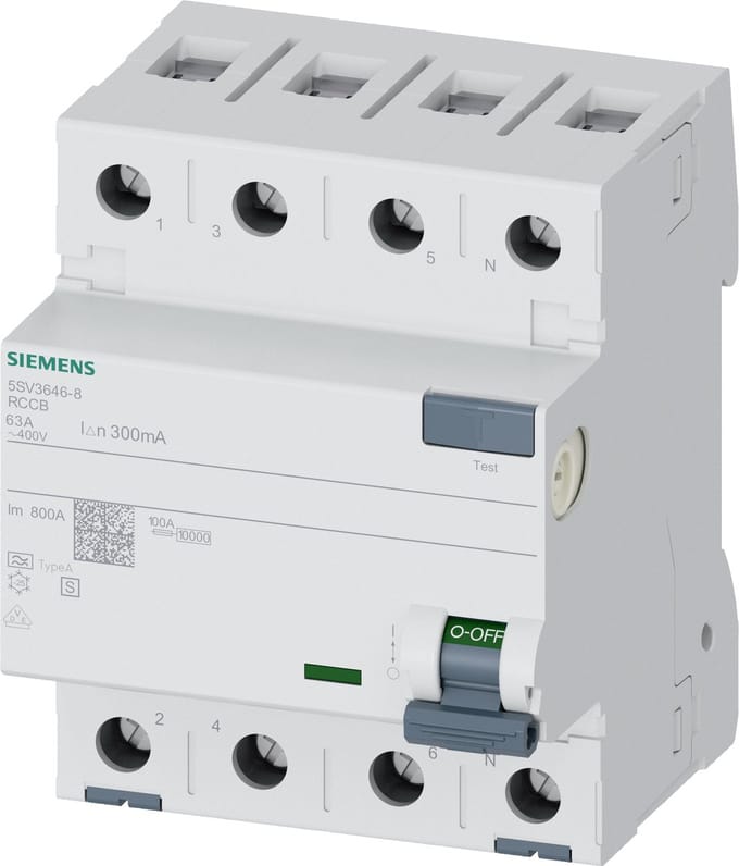 Siemens 5SV36468 5SV3646-8 Aardlekschakelaar A 63 A 0.3 A 400 V