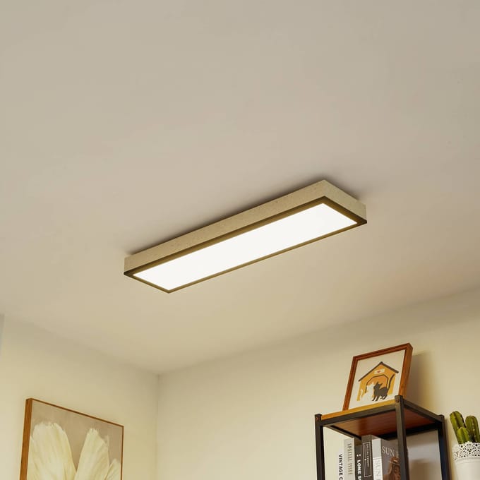 Lindby LED plafondlamp Laviona, CCT, dimbaar, beton, 80 cm