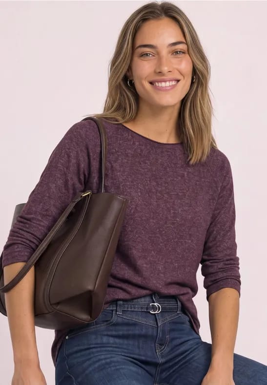 Longsleeve met ronde hals en rolrand