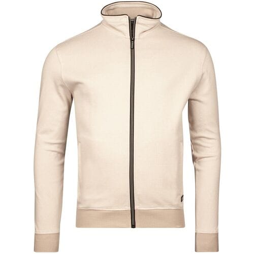 Baileys Vest Sweat Cardigan Zip Yarn Dyed Jacquard Doubleface Interlock Beige / male